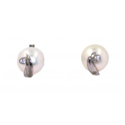 PENDIENTES PERLA ORO BLANCO Y CIRCONITAS