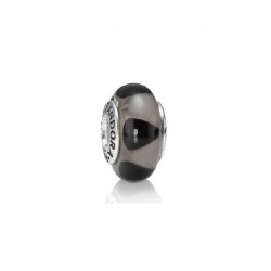 CHARM PANDORA PLATA Y CRISTAL MURANO TRIANGULOS NEGROS