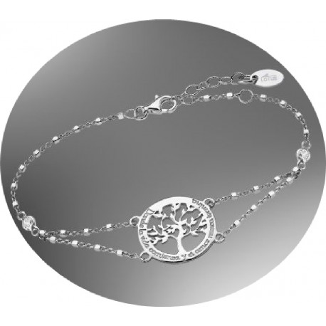 PULSERA LOTUS SILVER TREE OF LIFE PLATA LEY ARBOL DE LA VIDA