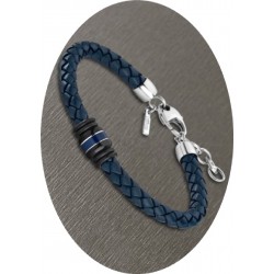 PULSERA LOTUS STYLE URBAN MAN CUERO TRENZADO AZUL