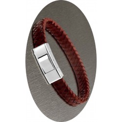 PULSERA LOTUS STYLE MEN BASIC CUERO TRENZADO MARRON