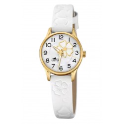 RELOJ LOTUS NIÑA IP DORADO CORREA PIEL BLANCA + PULSERA LOTUS SILVER