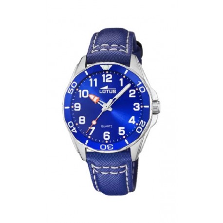 RELOJ LOTUS JUNIOR ACERO CORREA PIEL AZUL + PULSERA DE REGALO LOTUS STYLE